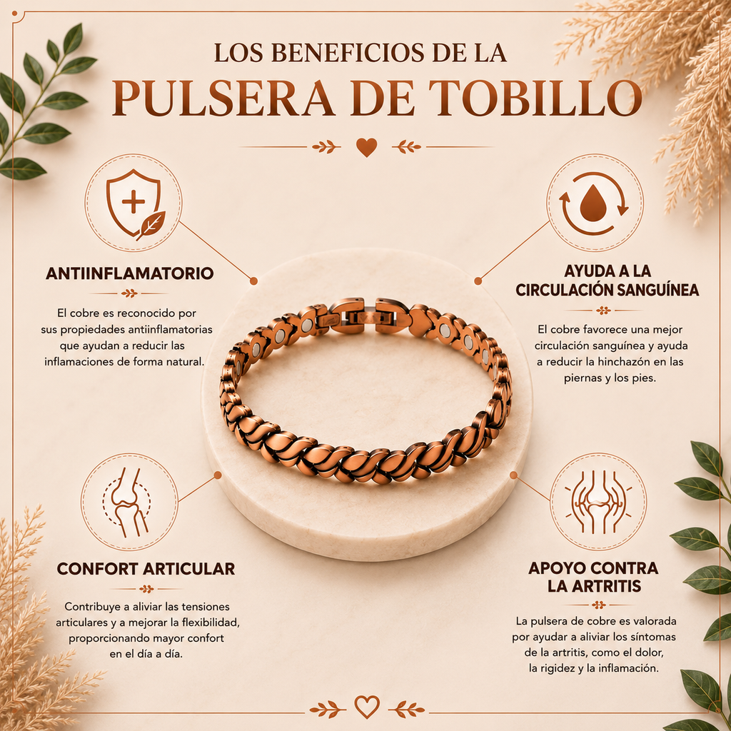 Pulsera de Tobillo de Cobre Puro Cobreva