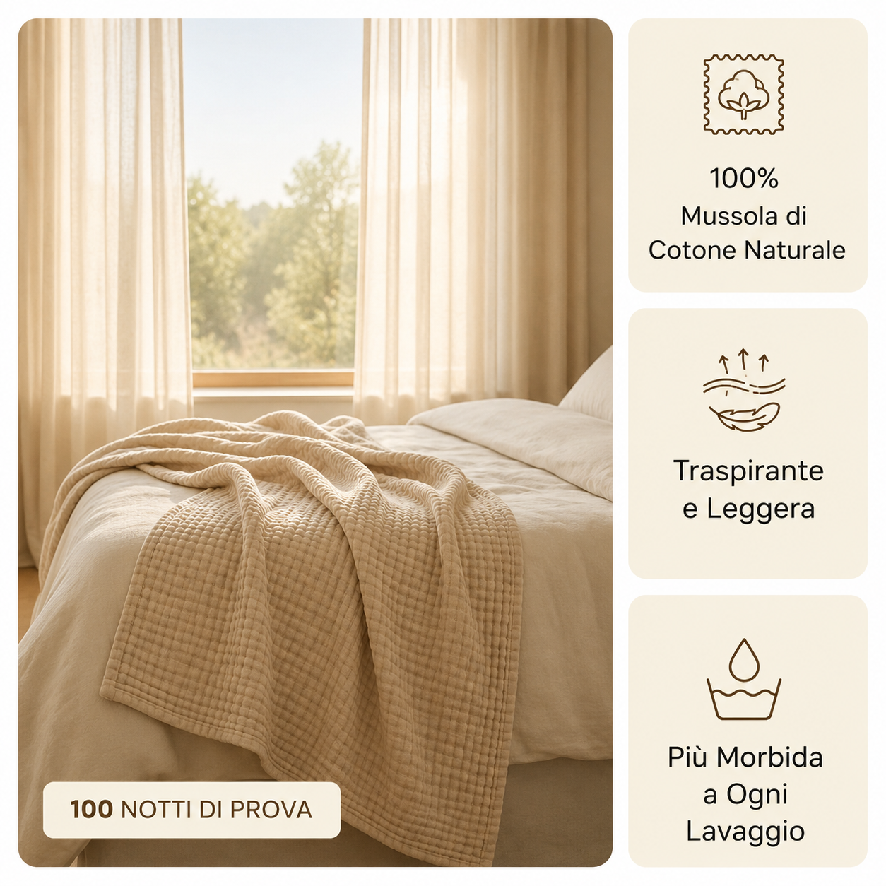 La Coperta 100% Mussola di Cotone